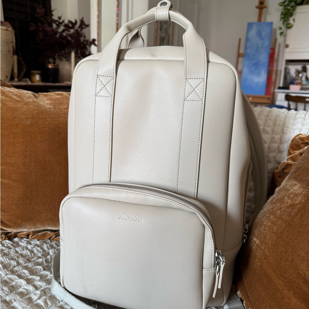 Monos Metro Backpack in Ivory Vegan Leather